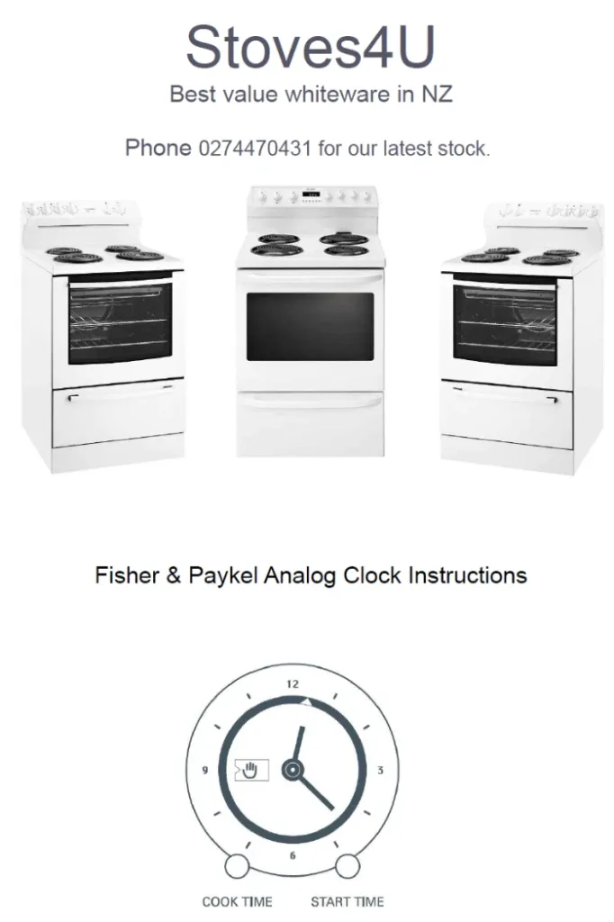 Fisher & Paykel Analog Clock Instructions