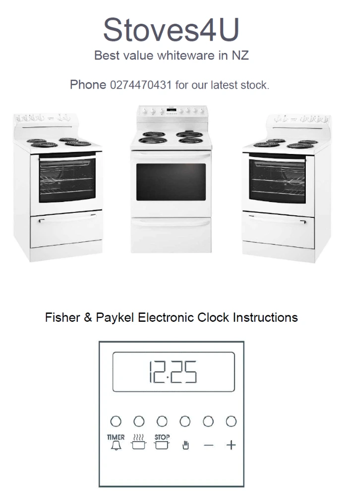 Fisher & Paykel Digital Clock Instructions